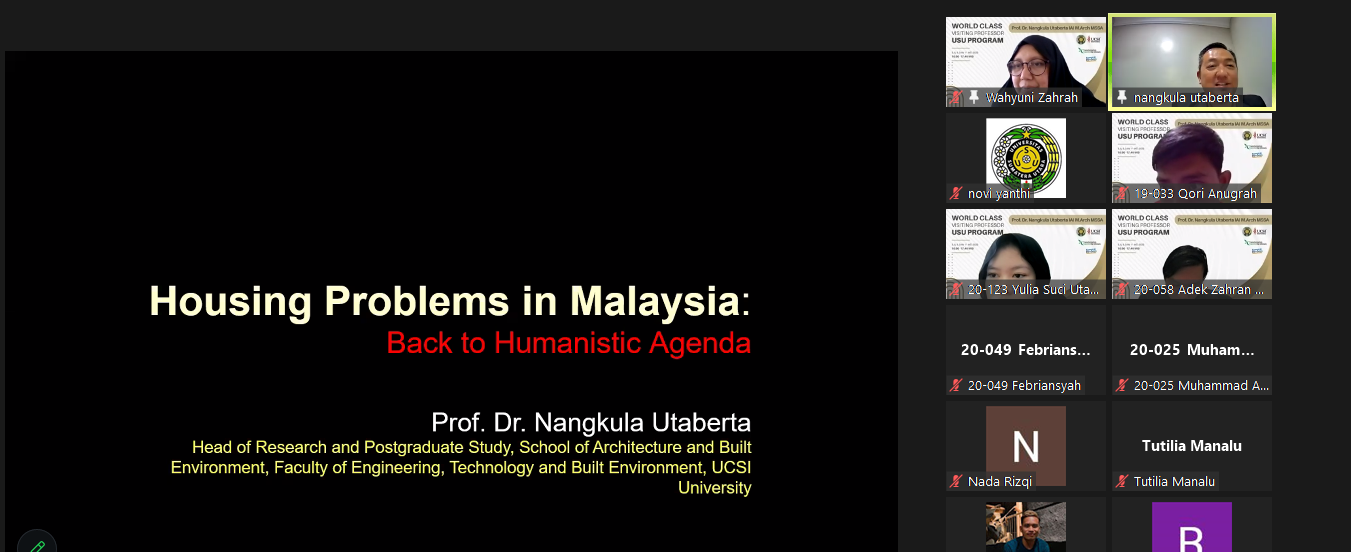 World Class Visiting Lecturer, Prof. Nangkula Utaberta, 2023